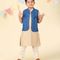 Fabindia Boys Beige Printed Full Sleeves Kurta-image-62