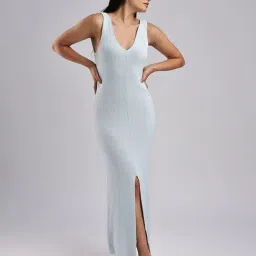 CALVIN KLEIN JEANS Plein Air Polyester V Neck Maxi Dress-picture-17