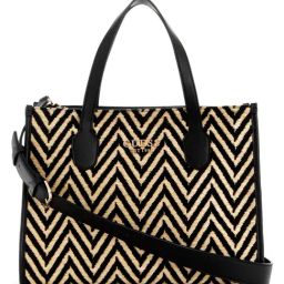 GUESS Black SILVANA Embroidered Medium Tote-16