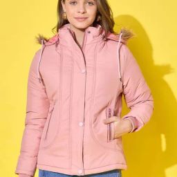 BUYNEWTREND Peach Solid Jacket-image-93