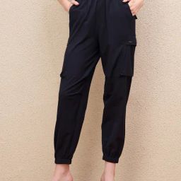 Iconic Blue Solid Regular Cargo Look Trousers-image-11