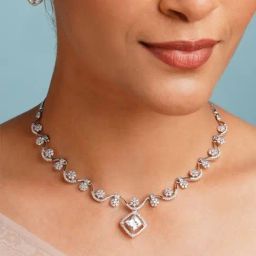 Abdesigns Silver Statement Necklace & Earring Set-image-63