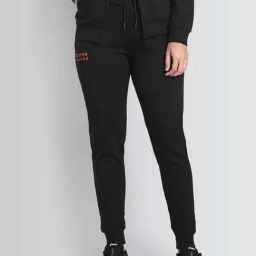 Dcyphr Jet Black Flaired Fit Sports Joggers-image-55