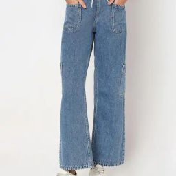 Vero Moda Blue Cotton Relaxed Fit High Rise Jeans-image-75