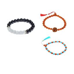 Divine souvenirs Unisex Set Of 4 Crystals Elasticated Bracelets-17