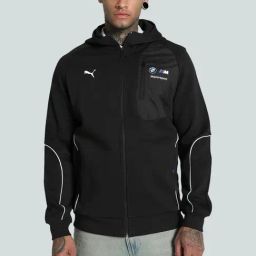 Puma Black Regular Fit Logo Printed Sports Hoodie-image-79