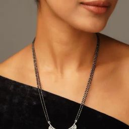 Abdesigns Silver American Diamond Studded & Beaded Minimal Mangalsutras-picture-41