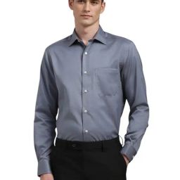Louis Philippe Grey Cotton Regular Fit Shirt-picture-41