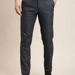 Turtle Navy Blue Ultra Slim Fit Self Design Trousers-image-97