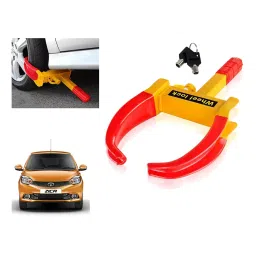 Auto Pearl Security Adjustable Anti Theft Yellow, Red Wheel Clamp Lock Compatible with Tata Zica-image-66