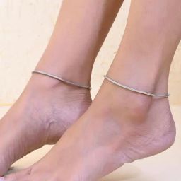 VOJ Set of 2 Silver Plated Snake Anklet for Women-9