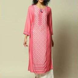 Rangriti Pink Straight Fit Printed Kurta-image-59