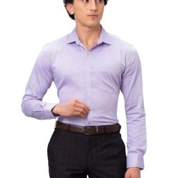 Park Avenue Lavender Cotton Slim Fit Texture Shirt-picture-7