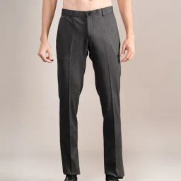 Cantabil Black Regular Fit Self Pattern Trousers-picture-4