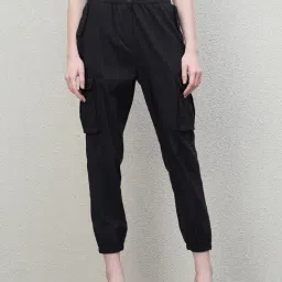 Iconic Black Vertical Stripes Parachute Cargo Joggers-image-6