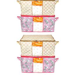 Kuber Industries Set Of 4 Metallic Printed Saree Organisers-13