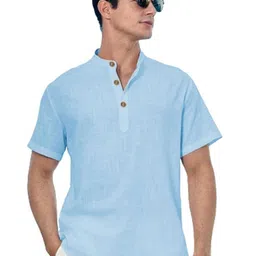 EdinWolf Men India Slim Fit Band Collar Solid Cotton Casual Shirt-image-39