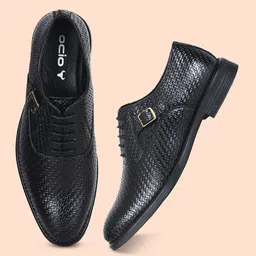 OCIO Men Woven Design Round Toe Oxfords-image-23