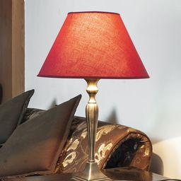 THE LIGHT STORE Gold-Toned & Orange Bedside Standard Table Lamp with Shade-51