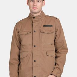t-base Men Lightweight Solid Cotton Biker Cargo Jacket-image-2