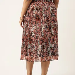 Antheaa Curve Plus Size Pleated Animal Printed A-Line Midi Skirt image 4