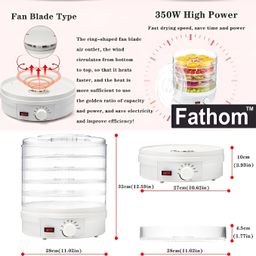 fathom Fathom® Food Dehydrator Machine, Snacks Food Dryer, Fruit Vegetable Food Jerky Spice,Meat Drying Machine, Multiple Use, Multifunction Kichen Dehydrator Machine with 5 Stackable Trays image 2
