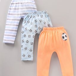 Babyhug Diaper Leggings Striped & Soccer Ball Print Pack Of 3 - Multicolor-image-50