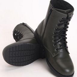Pine Kids Winter Boots With Zipper & Lace Closure - Green-image-30
