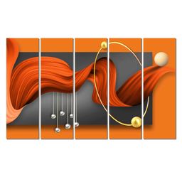 WENS Abstract Modern Art 5 Pieces Laminated Wall Art Panels - Multicolor-5