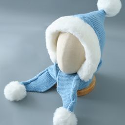 Babyhug Pom Pom Acrylic Woollen Cap Medium Size - Blue-image-81