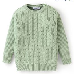 Babyoye 100% Cotton with Eco Jiva Finish Full Sleeves Cable Knit Design Sweater - Green-image-96