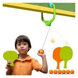 Kidology Hanging Tennis Trainer Ping Pong Ball Self Training and Workout Indoor 2 Racket & 3 Practice Ball Portable-image-16