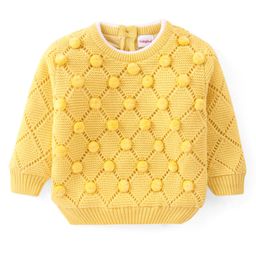 Babyhug Knitted Full Sleeves Pom Pom Designed Pullover Sweater - Yellow-picture-18