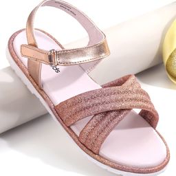 Pine Kids Velcro Closer Sandals with Glitter Detailing - Light Brown-image-41