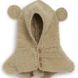 MayRa Knits Hand Knitted Ear Applique Detailed Cap With Button Closure - Brown-picture-46