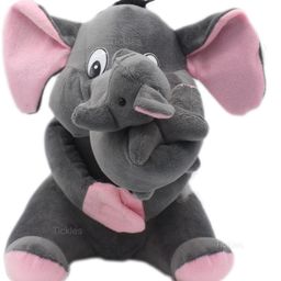 Tickles Elephant Mother with Baby Soft Stuffed Plush Animals Toy for Kids Birthday Gift (Size: 25 cm; Color: Grey)-20