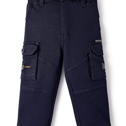 Noddy Cotton Lycra Typography Printed Pocket Detailed Pant - Navy Blue-image-98