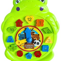 BitFeex Frog Time Teaching Toy Learning Clock Educational Number Shape Sorting Matching Puzzle Shape & Color Learning Montessori Toy for Kid-Color may vary-2