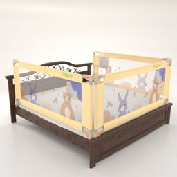 BAYBEE Baby Bed Rail Guard for Baby Toddlers Safety, Portable Kids Bed Rail Safeguard Fence with Adjustable Height | Foldable Single Side Bed Protector for Newborn Baby (Pack of 3, Beige, 180x80cm)-image-78