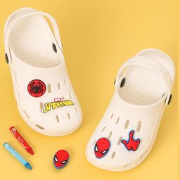 Marvel by Yellow Bee Perforated Clogs With Avengers Featuring Spiderman Charms - White-image-68