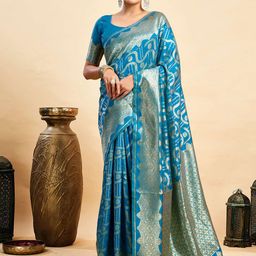 HERE&NOW Woven Design Zari Silk Blend Paithani Saree-picture-13