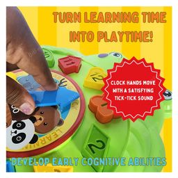 BitFeex Frog Time Teaching Toy Learning Clock Educational Number Shape Sorting Matching Puzzle Shape & Color Learning Montessori Toy for Kid-Color may vary image 3