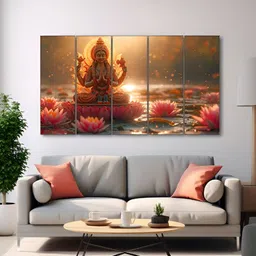 The Castle Decor Pink & Brown 5 Piece Wood Other Wall Paintings-image-82