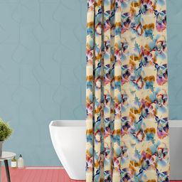 ArtzFolio Beige & Blue Printed Waterproof Shower Curtain-image-71