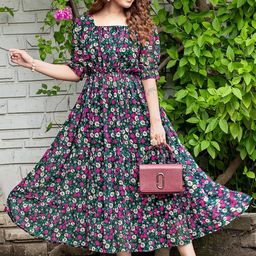 CORSICA women Floral Print Georgette Fit & Flare Midi Dress-picture-19