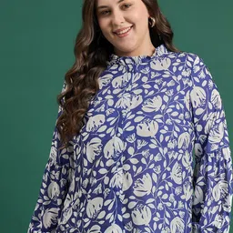 DressBerry Curve Women Floral Printed Crepe Top Plus Size-picture-4