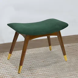 GLOBALLY INDIAN Teal Green Wooden Curved Bench-image-32