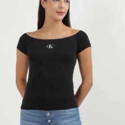 CALVIN KLEIN Black Cotton Logo Print Top-image-39