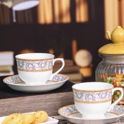 Sonaki White Bone china Tea & Coffee Cup Saucer - Set of 12-image-34