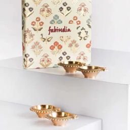 Fabindia Home Mivaan Gold Metal Oval Diyas - Set of 4-2